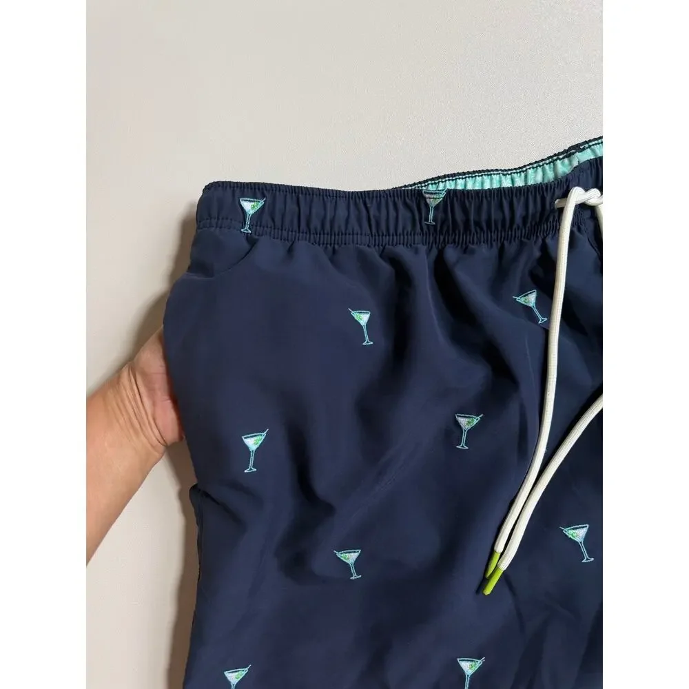 Tommy Bahama Men's Navy Blue Cocktail Print Swim Trunks Shorts Plus Size XXL